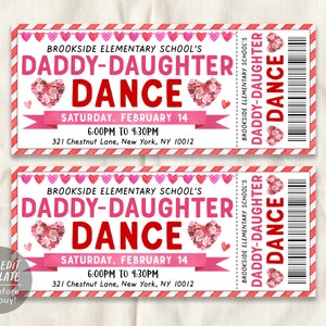 Valentinstag Papa Tochter Tanzkarten bearbeitbare Vorlage, druckbare Karte für Valentinstag Schultanz, Schatztanz Vater DIY