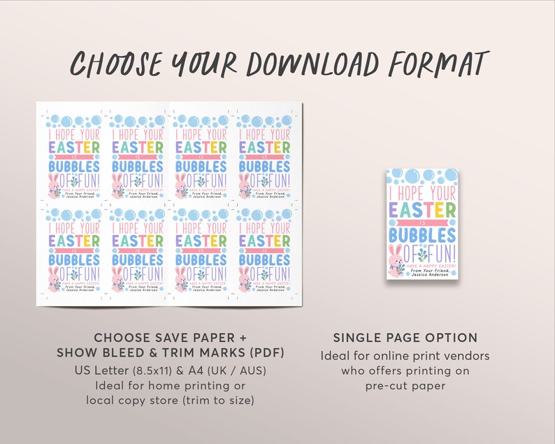 Easter Raffle Bubble Text Easter Bubbles Gift Tag Editable Template, I Hope Your Easter is ...