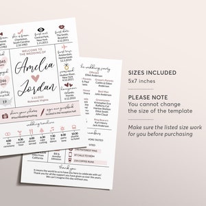 Bohemian Dusty Rose Wedding Program Template, Boho Infographic ...