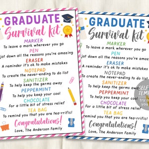 New Graduate Survival Kit Tag Editable Template, Graduation Gift Idea, College Survival Kit, Going Away to College Care Package Printable