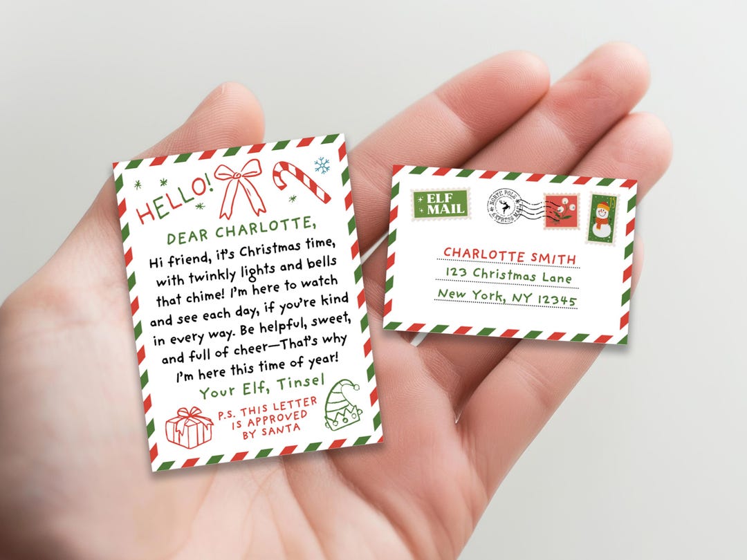 Mini Elf Letter and Envelope, Handwritten Elf Arrival and Goodbye ...