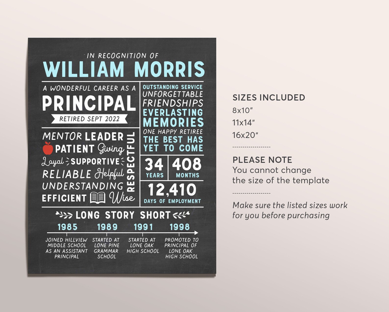 Editable Personalized Retirement Gift for Principal - Etsy