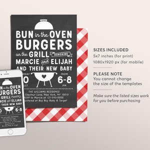 Editable Babyque BABY-Q BBQ Baby Shower Invitation Template, Bun in the ...