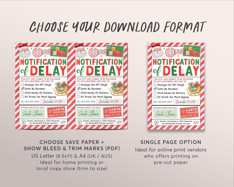 Late Christmas Gift Letter from Santa Editable Template, Delayed Christmas Package Notice Printable, Missing Christmas Present Official image 3