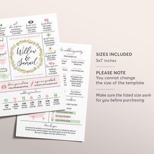 Editable Spring Wedding Program, Rose Boho Country Wedding Infographic ...