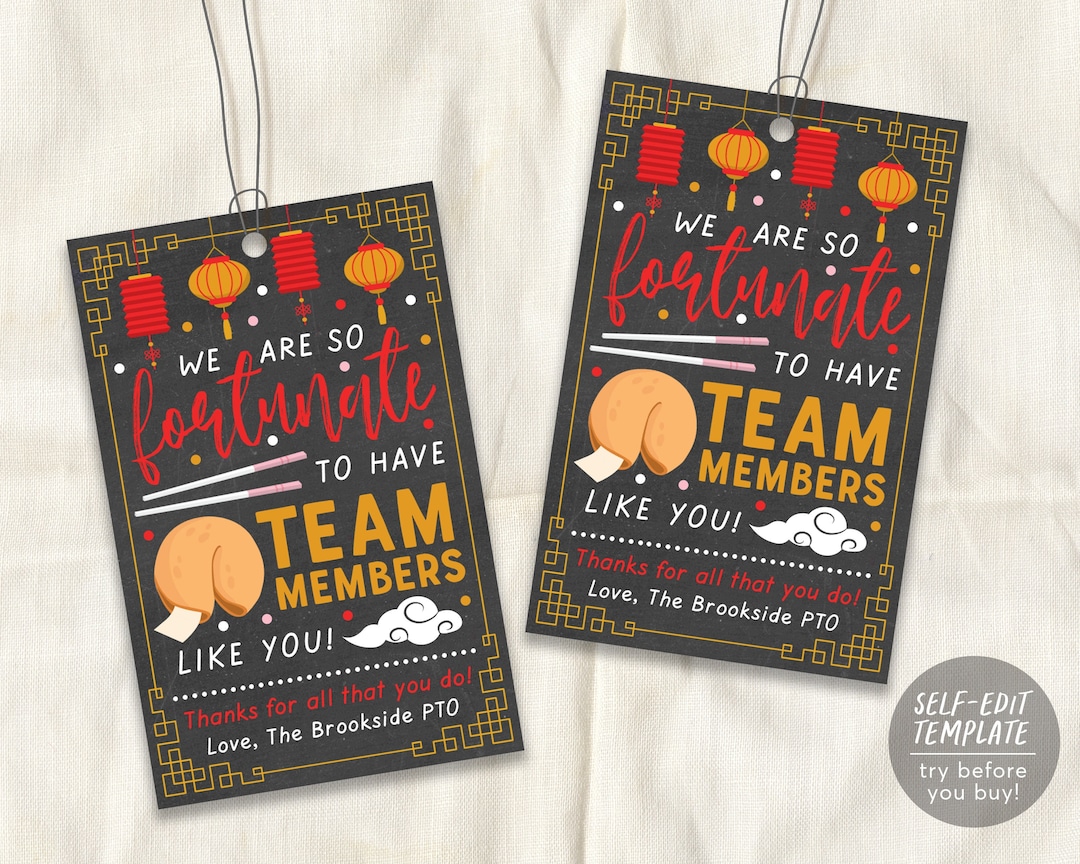 Fortune Cookie Thank You Gift Tags Editable Template Teacher - Etsy