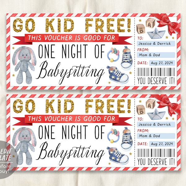 Free Babysitter Voucher - Etsy