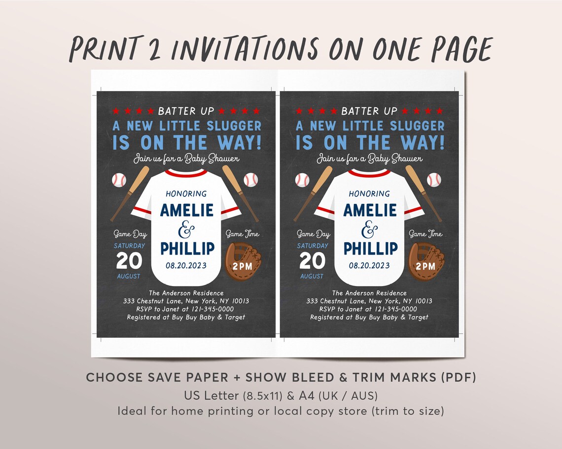 Editable Baseball Baby Shower Invitation Template Sports - Etsy