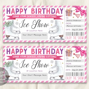 Ice Show Gift Voucher Editable Template, Birthday Surprise Ice Skating Event Experience Gift Certificate For Her, Sports Coupon Printable