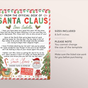 May include: A printable 8.5x11 inch letter from Santa Claus to Isabella. The letter is written on a white background with a red border and features a cartoon image of Santa Claus. The letter includes a message from Santa Claus to Isabella, stating that he has been checking his list and is impressed with her good behavior. The letter also includes a message from Santa Claus about the elves and reindeer preparing for Christmas. The letter is signed "Santa Claus" and includes a stamp that says "Santa Approved North Pole Mail".