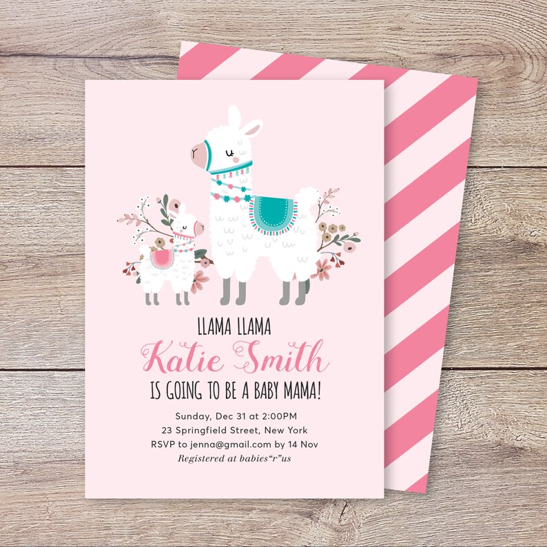 Llama Baby Shower Invitation Llama Shower Invitation Alpaca Etsy