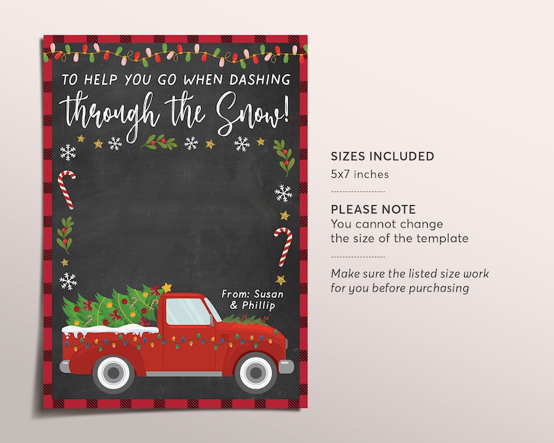 Christmas Gas Gift Card Holder Printable Editable Template - Etsy