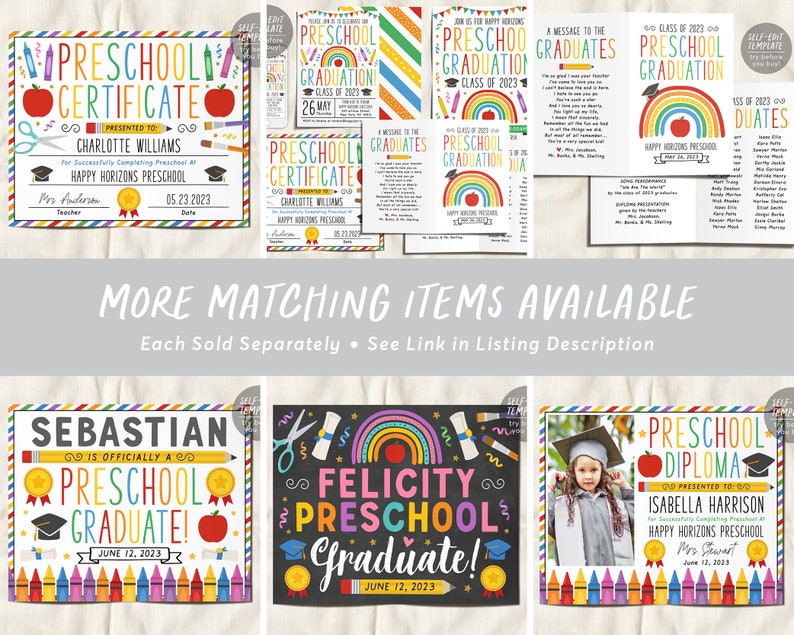 Graduation Program Editable Template for Preschool, Pre-k Ceremony ...