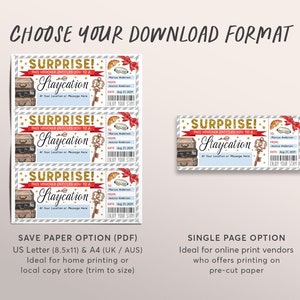 Surprise Staycation Voucher Editable Template, Weekend Getaway Hotel Ticket Gift Certificate ...