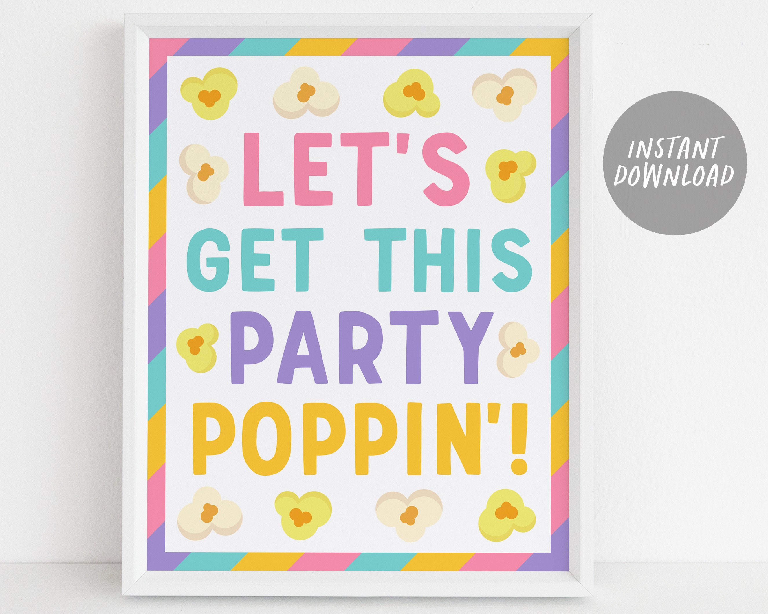 Pyjamas Signs Pizza Popcorn and Pajamas Party Signs BUNDLE for Birthday, Popcorn Bar ...