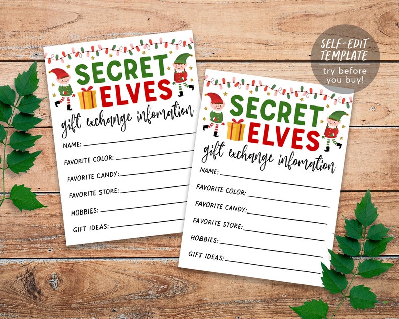 Secret Elves BUNDLE Kit Printable Editable Template Secret - Etsy