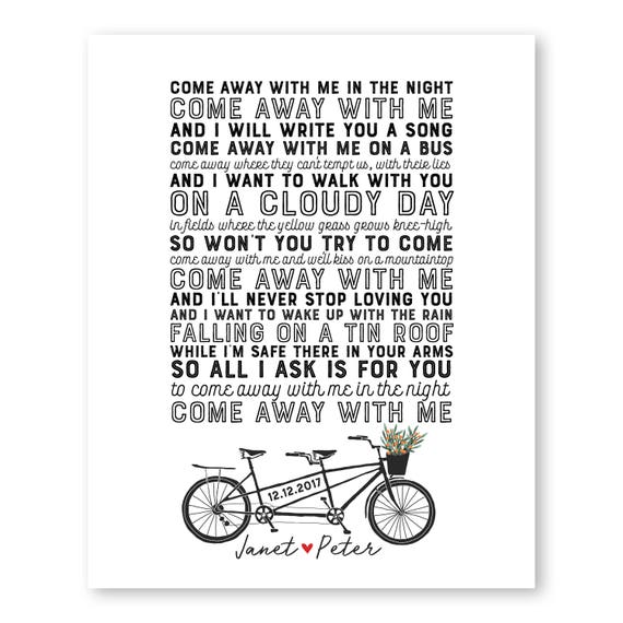  Wedding Song Lyrics Print Anniversary Gift Wedding Lyrics Etsy