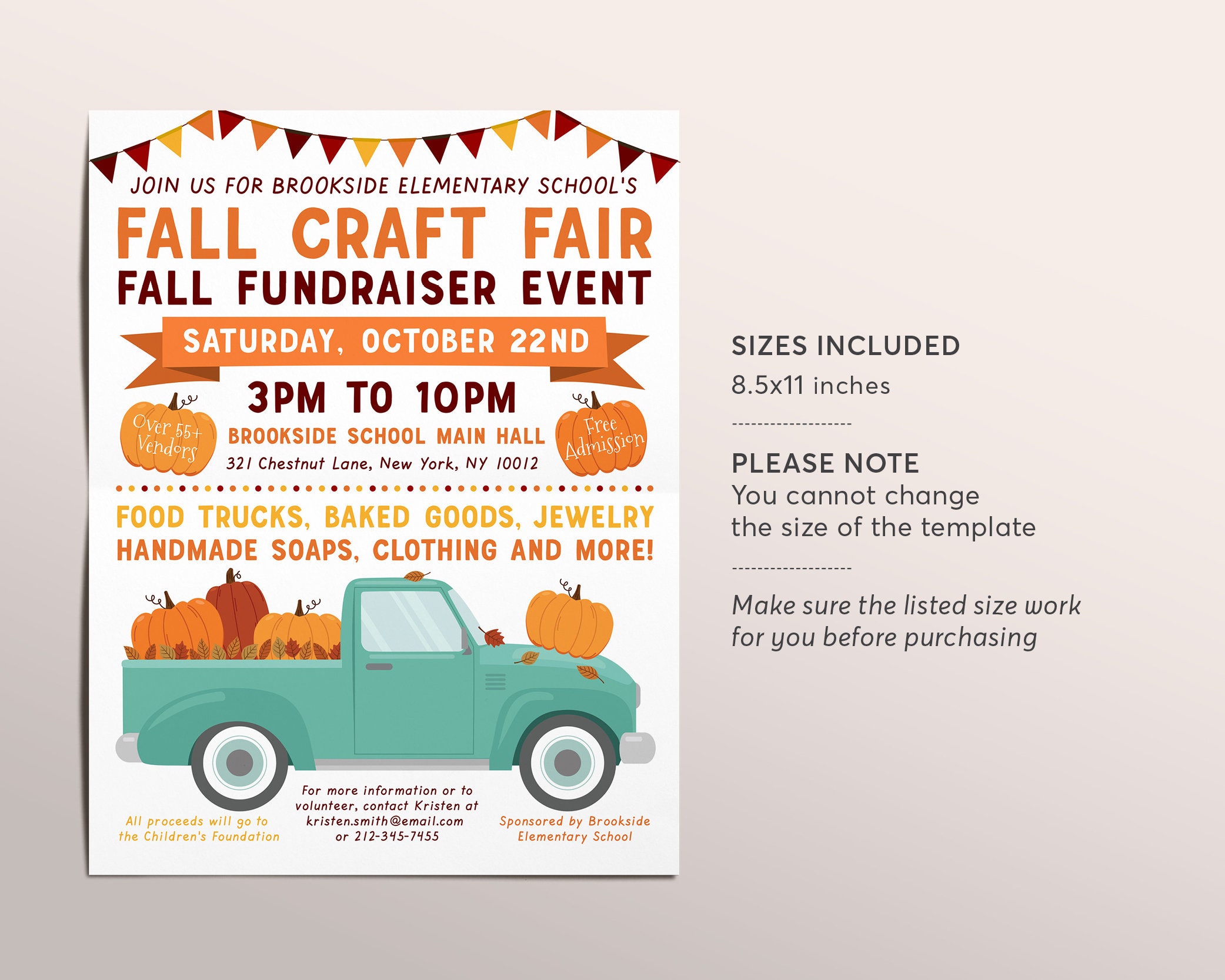 Fall Bazaar Template.pdf Fall Festival Harvest Flyer Editable Template, Fall Craft Fair Market ...