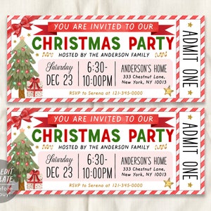 Weihnachtsfeier Einladungskarte bearbeitbare Vorlage, Überraschung Feiertagsparty Event druckbar, festliche Winter Feier Büro Party einladen