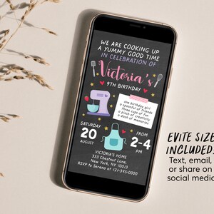 Editable Kids Cooking Birthday Invitation Template, Kitchen Cooking ...