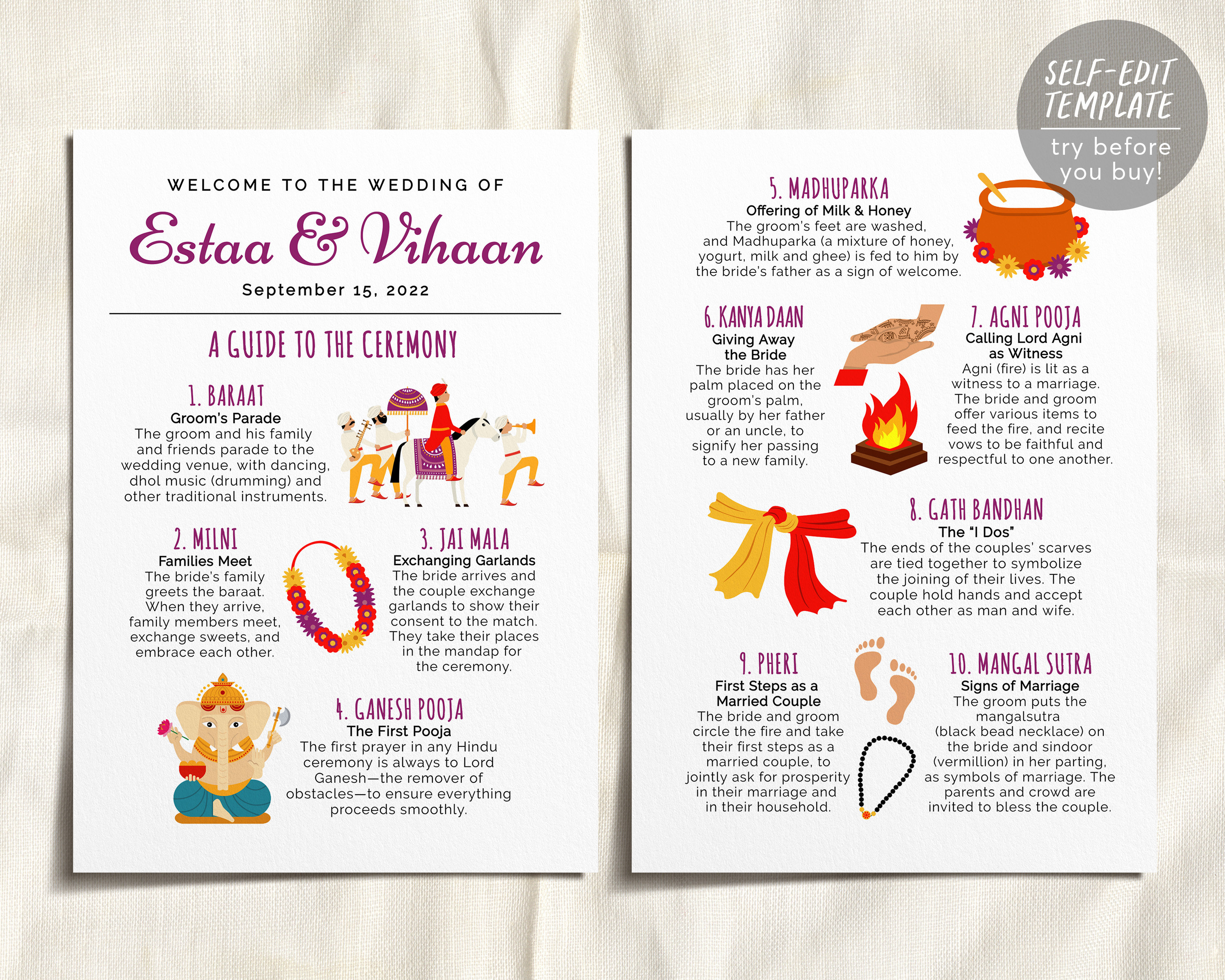 Indian Wedding Program Template