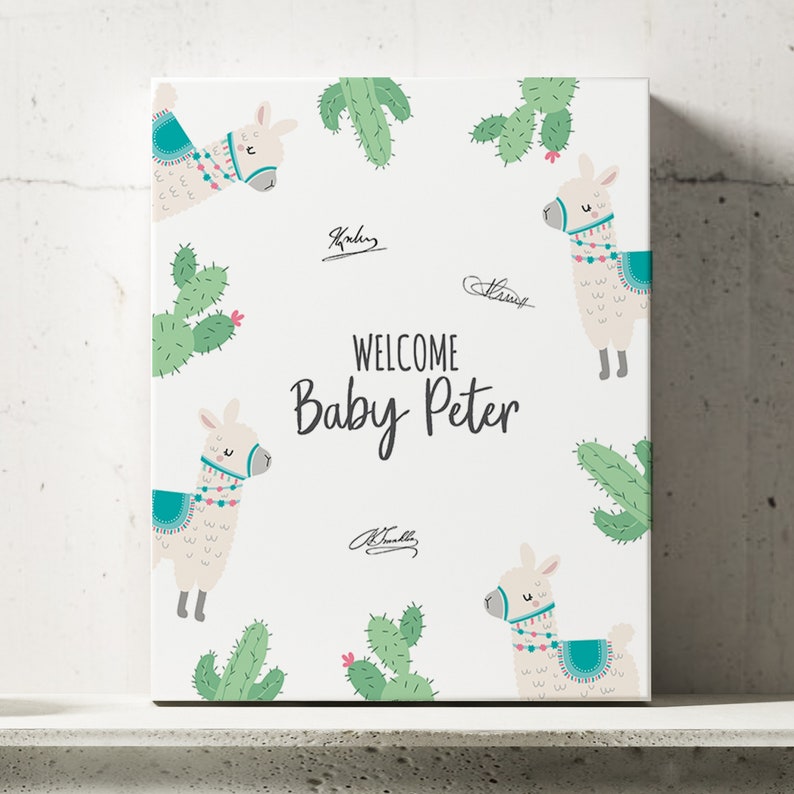 Llama Theme Baby Shower Guest Book Llama Baby Shower Etsy