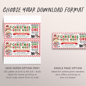 Christmas Movie Ticket Invitation Editable Template, Xmas Holiday Movie ...