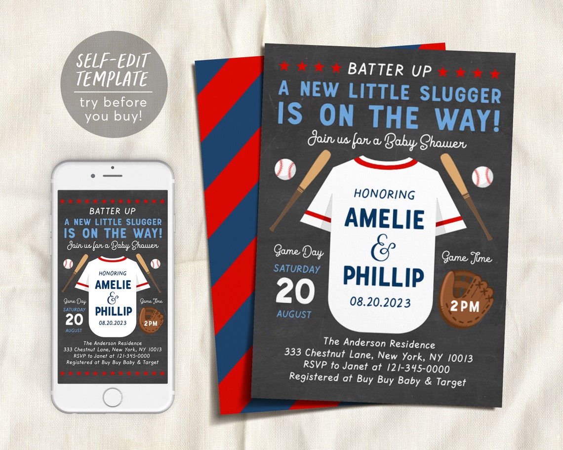 Editable Baseball Baby Shower Invitation Template Sports - Etsy