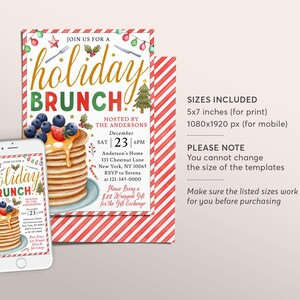 Invitation modifiable pour un brunch de Noël, invitation à une fête de crêpes et petit-déjeuner de Noël pour la famille, les enseignants et le personnel (à imprimer). image 2