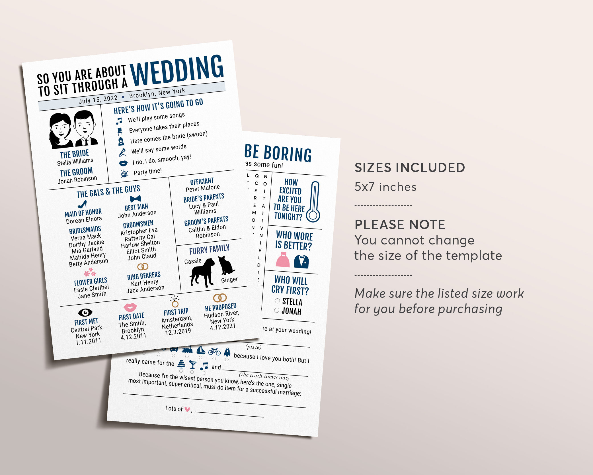 Modern Infographic Wedding Program, Navy Reception Program, Funny Unique  Wedding Program, Word Search, Mad Libs, Wedding Advice Card - Etsy, image size:2083x1667