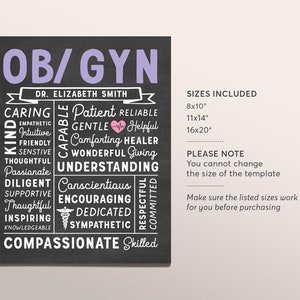 Editable OBGYN Chalkboard Gift Print Template, Gynecologist ...
