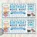 Movie Ticket Birthday Invitation Editable Template, Blue Cinema Movie ...