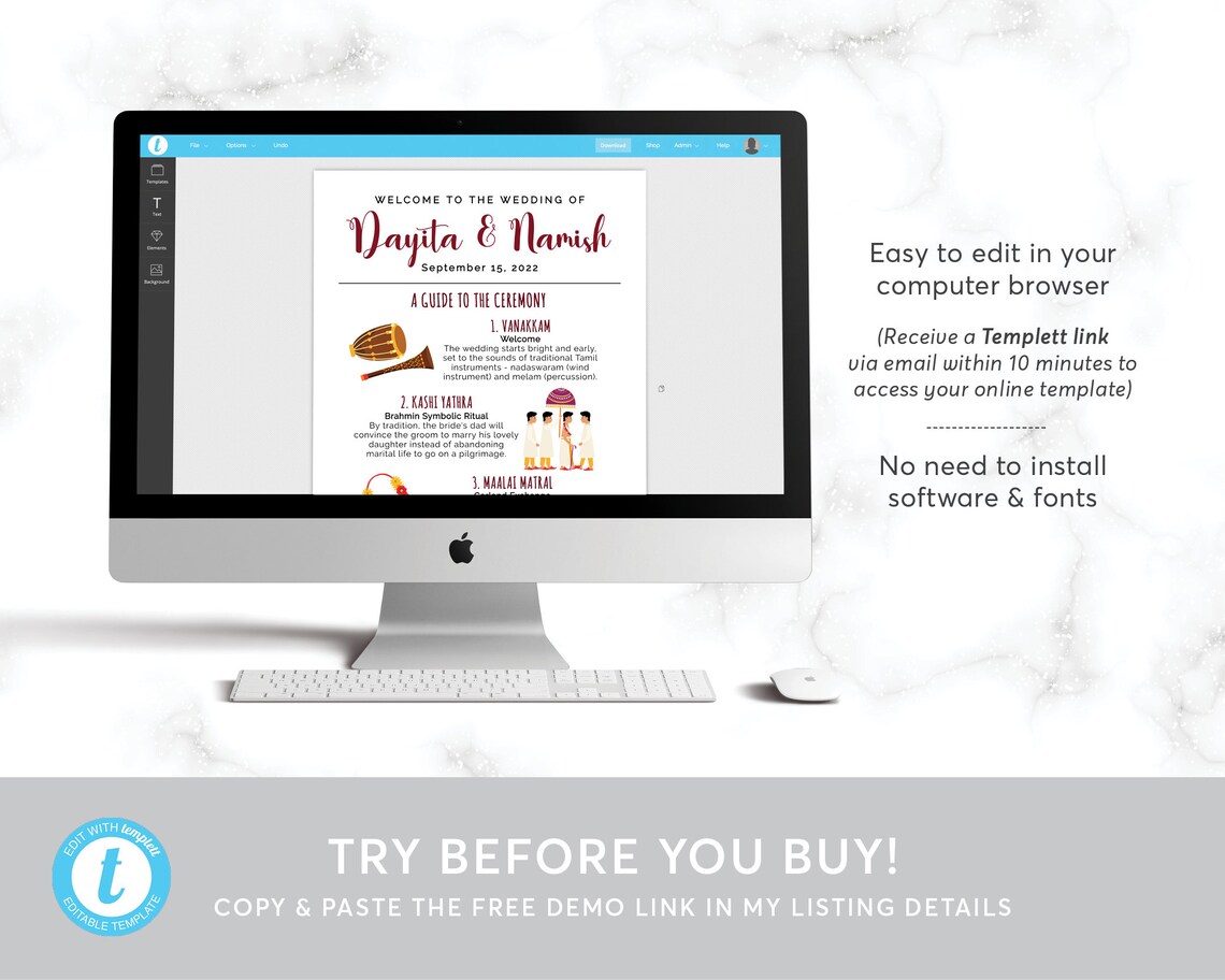 South Indian Wedding Program Template Editable Brahmin Tamil Etsy UK