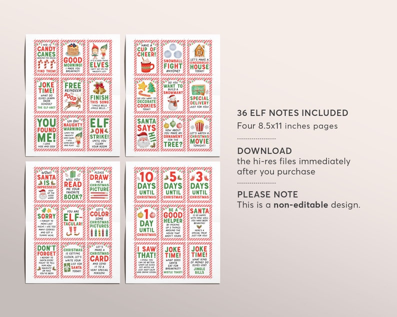 Elf Notes Cards Printable, 2x3 Mini Elf Note, Elves Santa Christmas ...