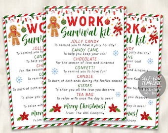 Christmas Survival Kit Tag Treat Thank You Holiday Appreciation