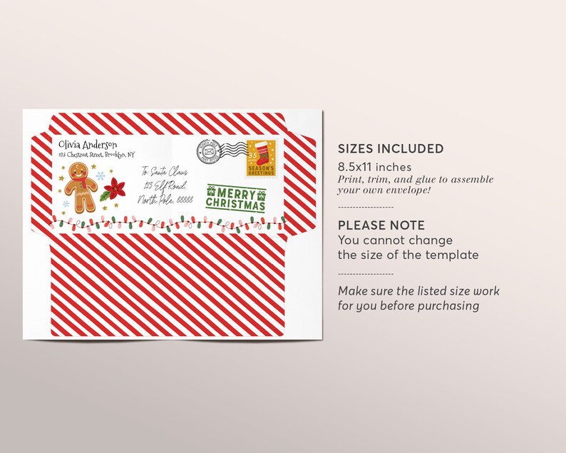Letter TO Santa Envelope Editable Template Printable Etsy