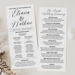 Modello di programma per matrimoni ebraici, spiegazione ebraica, programma minimo di Judaica, programma di nozze lungo, guida al programma di nozze religiose