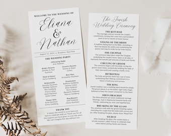 Jüdische Hochzeitsprogramm Vorlage, Jüdische Erklärung,steinzeitliches Programm, Minimalprogramm, Programmführer für eine lange Hochzeit, Programmführer für die Hochzeit