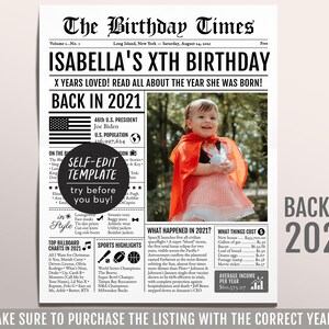 2021年の誕生日新聞編集可能なテンプレートに戻る、3 4 5年前、3歳4歳5歳の誕生日サインデコレーション男の子または女の子の子供用デコレーション