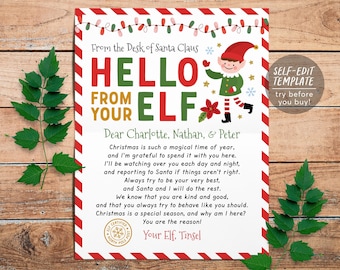 Hello Letter from Elf Editable Template, Elf Arrival Note, First Time New Elf Visiting Letter, Christmas Welcome Letter, Christmas Activity