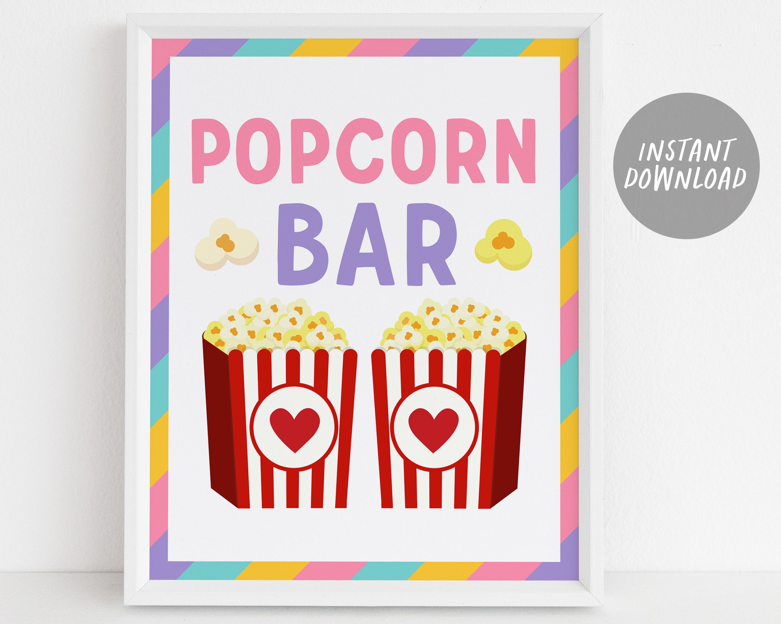 Pyjamas Signs Pizza Popcorn and Pajamas Party Signs BUNDLE for Birthday, Popcorn Bar ...
