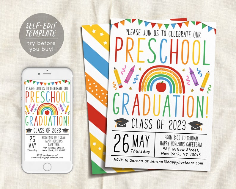 Preschool Graduation Ceremony BUNDLE Editable Template, Pre-k ...