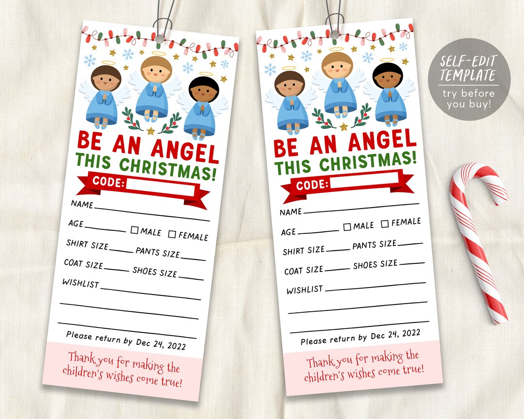 Christmas Giving Tree Gift Tag Editable Template Donation Slip With 