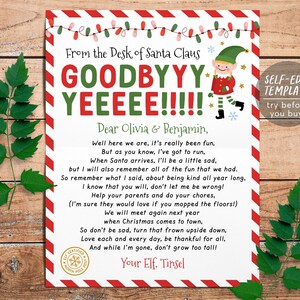 Goodbye Letter From Elf Editable Template, End of Christmas Farewell ...