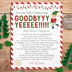 Carta de despedida de Elf Plantilla editable, Nota de despedida de fin de Navidad de Elf, Elige a tu niña o niño elfo, Actividad navideña