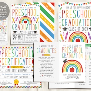 Preschool Graduation Ceremony BUNDLE Editable Template, Pre-k