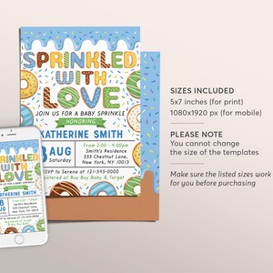 Donut Baby Sprinkle Baby Shower Invitation Editable Template, Boy Pink ...