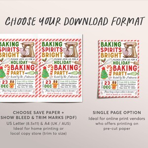Baking Spirits Bright Invitation Editable Template, Holiday Baking ...