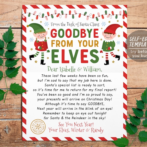 Hello Letter From Elves Editable Template Christmas We're - Etsy