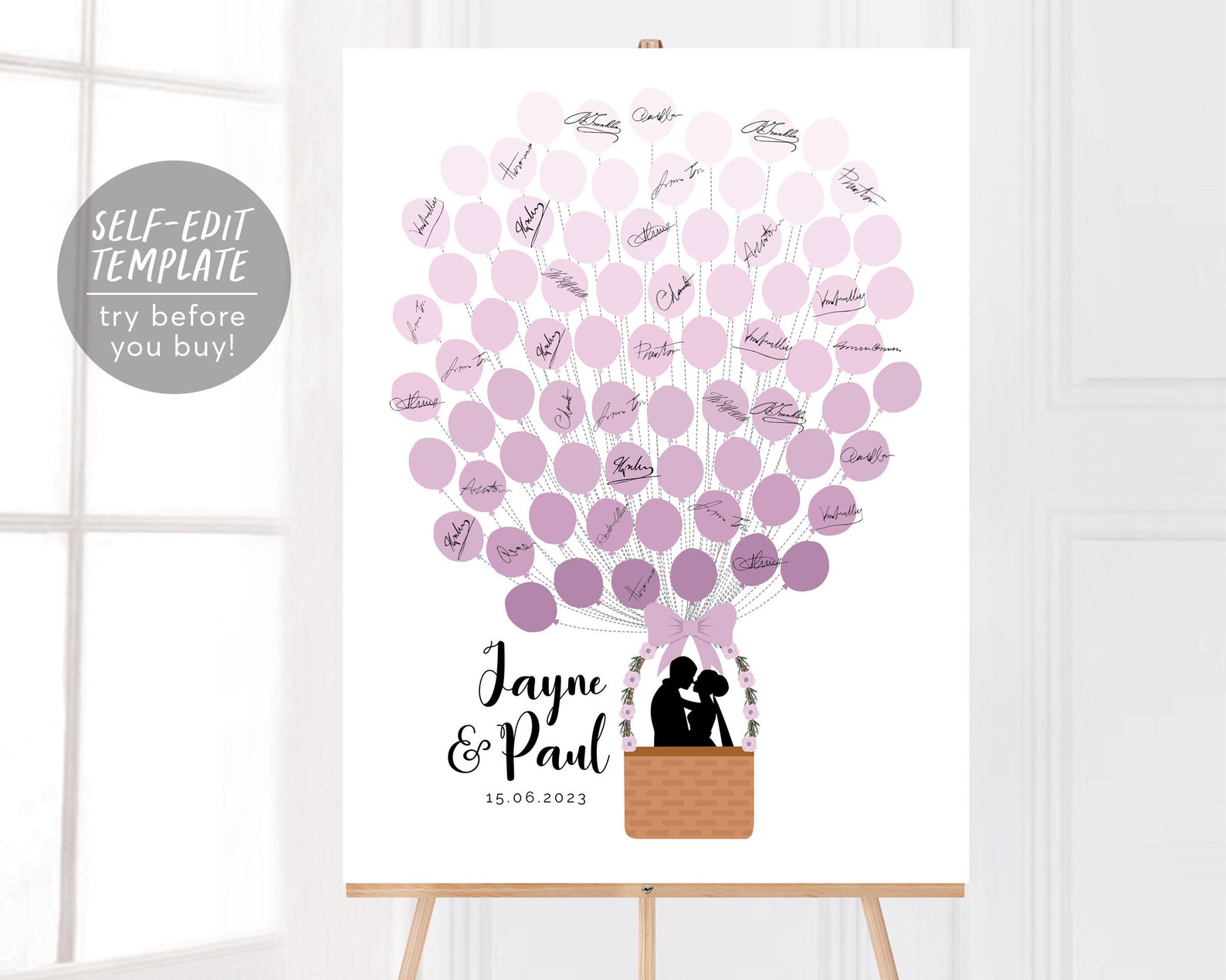 Editable Hot Air Balloon Guest Book Alternative Template Etsy